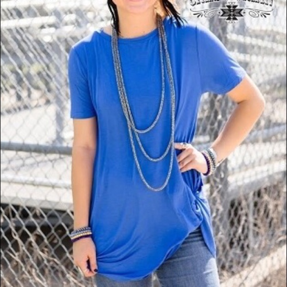 Crazy Train Blue Knotted Top